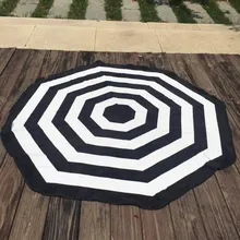 Круглое пляжное полотенце с принтом для активного отдыха, классический черно-белый коврик для йоги из плотного чистого хлопка 150