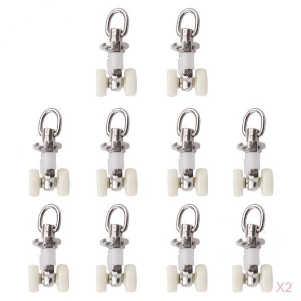 20pcs Metal Curtain Track Glider Rail Sliding Roller Wheels Hook