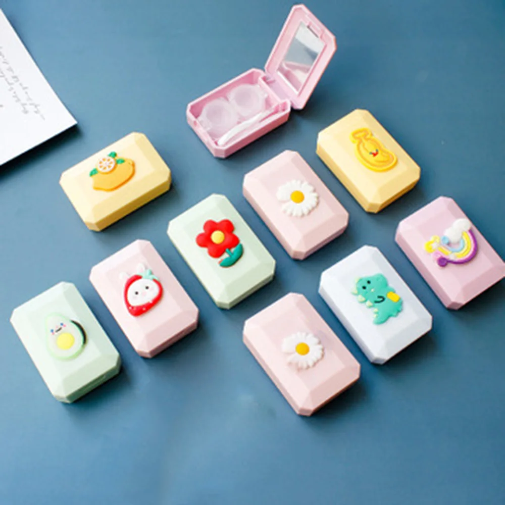 

Fashion Contact Lens Case Portable Travel Glasses Lenses Box Girls Eyes Care Cartoon Glasses Soaking Storage Accessories