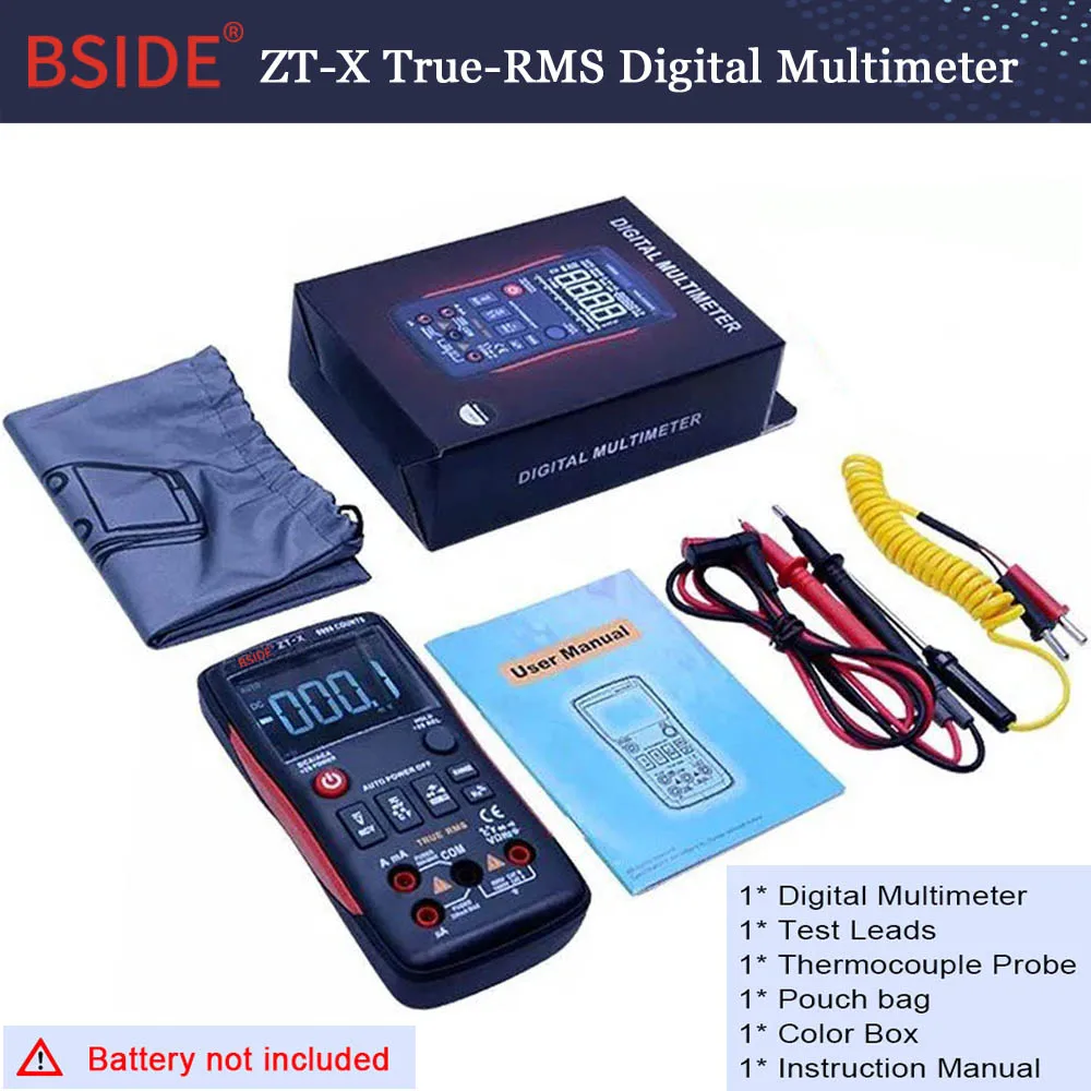 BSIDE ZT-X Цифровой мультиметр True RMS 9999 отсчетов 3 линии дисплей Multimetro DMM DC/AC Вольтметр Амперметр Ом Гц тестер температуры