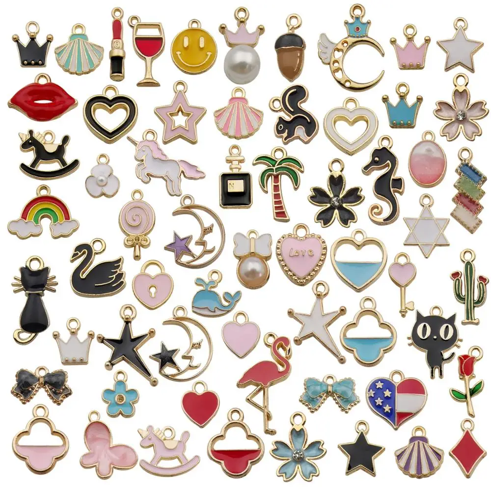 60pcs Mixed Assorted Enamel Plated Charms Pendants For DIY Necklaces Bracelets Jewelry Making-M330 | Украшения и аксессуары