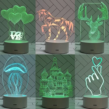 

New Novelty Light 3D Cartoon Lighting Kids Children Bedroom Lamp Soft Lighting 7-color Birthday Gifts LED Lights Night Lamp