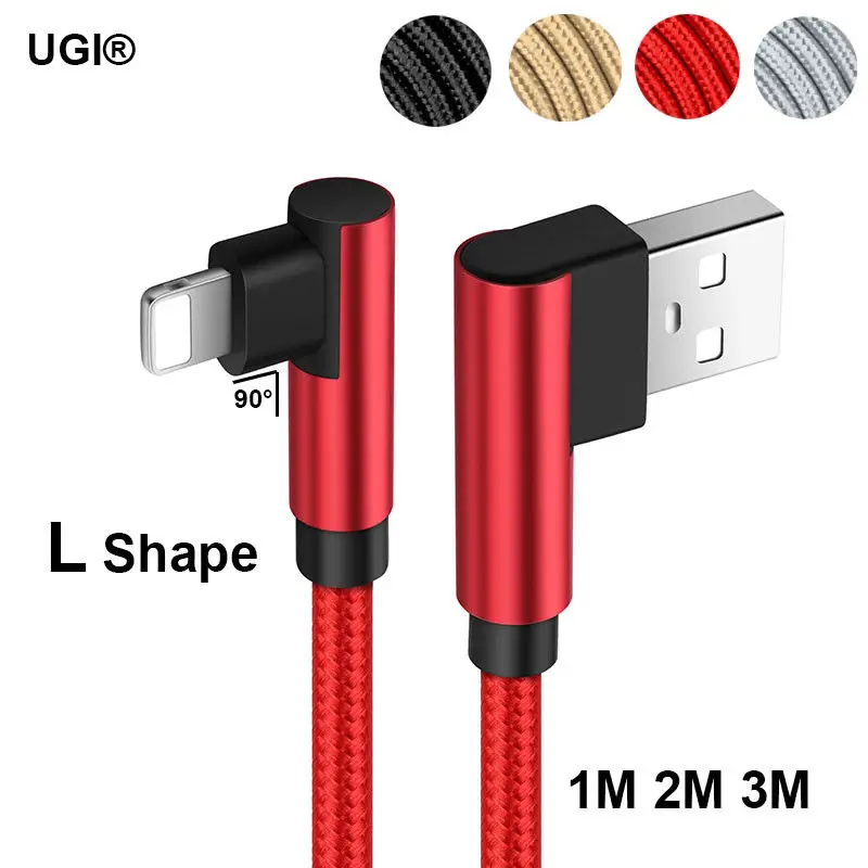 

1M 2M 3M Quick Charger L-Shape USB Cable For iPhone X 8 7 6 5 2.4A Charging Micro USB Type-c