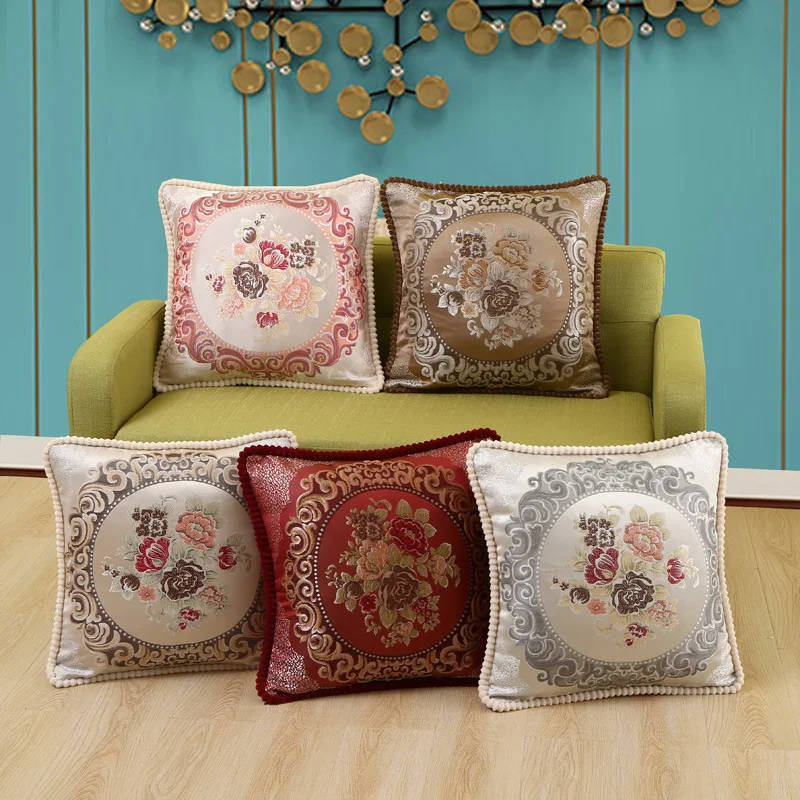 

Chinese Style Elegant Embroidery Throw Pillowcase Floral Bird Pattern Jacquard Sofa Decoration Cushion Cover Accessories 48x48cm