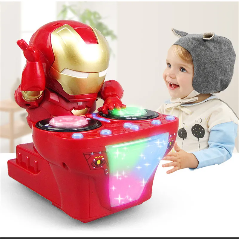 Новинка игрушка Rock Bobot диджейский Железный человек с фонариком музыкальный диск