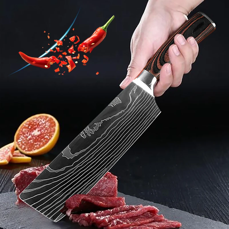  Kitchen Knife Set Laser Damascus pattern Chef Bread Eviscerate Sliced Fruit Chinese Japanese Cleave - 4000291836289