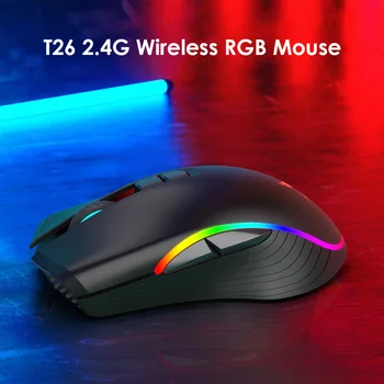 

T26 2.4GHz Mouse Rechargeable RGB Breathing Light Wireless Gaming Computer Mice Household Computer Safety Parts