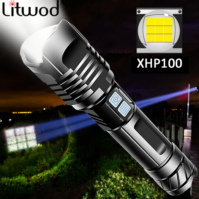 Самый мощный XHP100 светодиодный фонарик Портативный XHP70 фонарь USB Перезаряжаемый