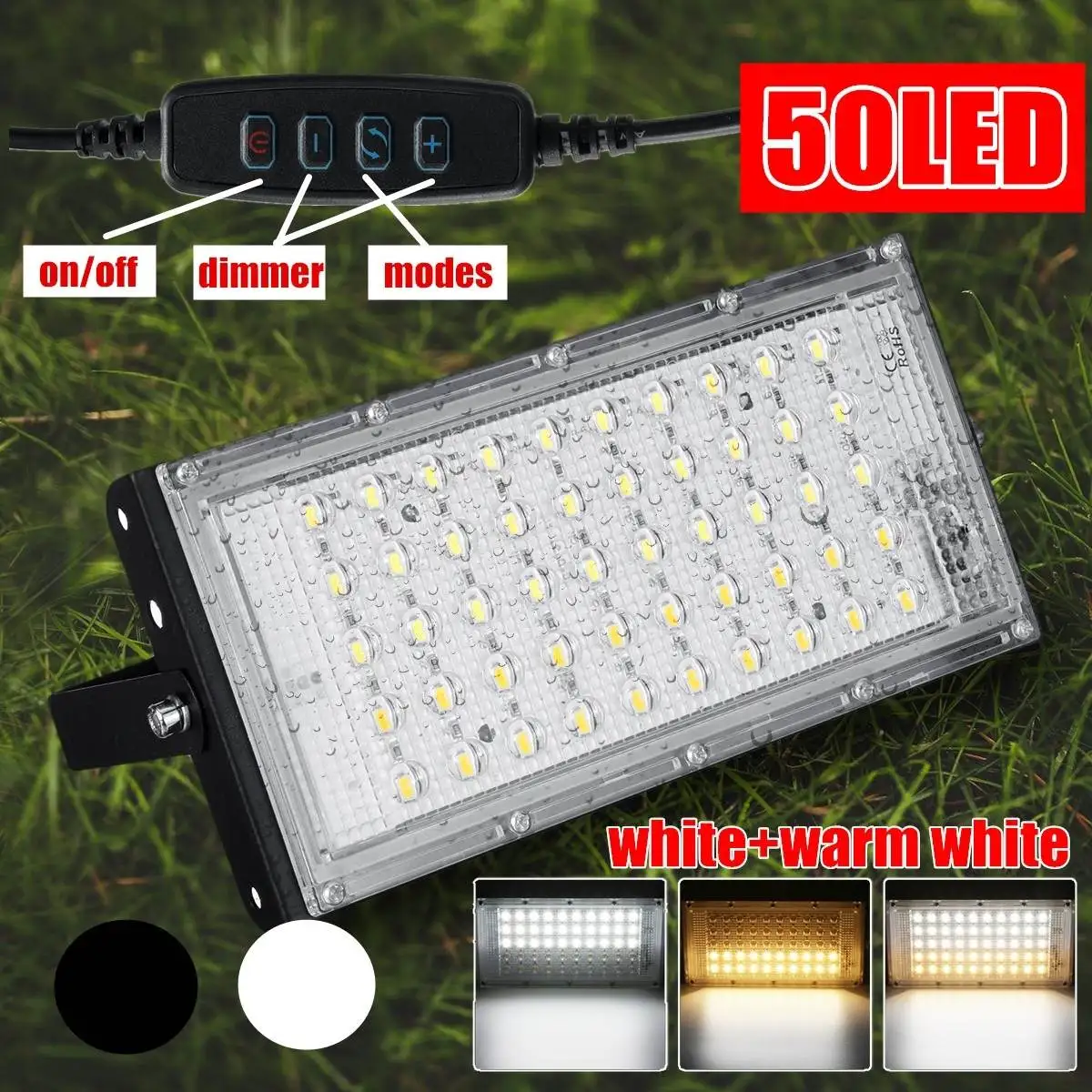 50LED USB прожектор 3 режима 9 Яркость затемнения Водонепроницаемый проф IP65 освещение внутри помещения и на улице для сада двора склад черный белый