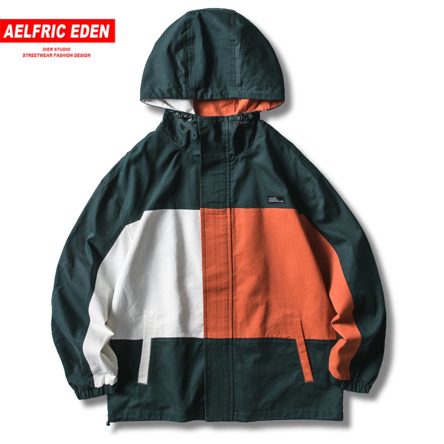 Aelfric Eden хип хоп лоскутные куртки с капюшоном 2019 Осень Зима Мода Harajuku негабаритных