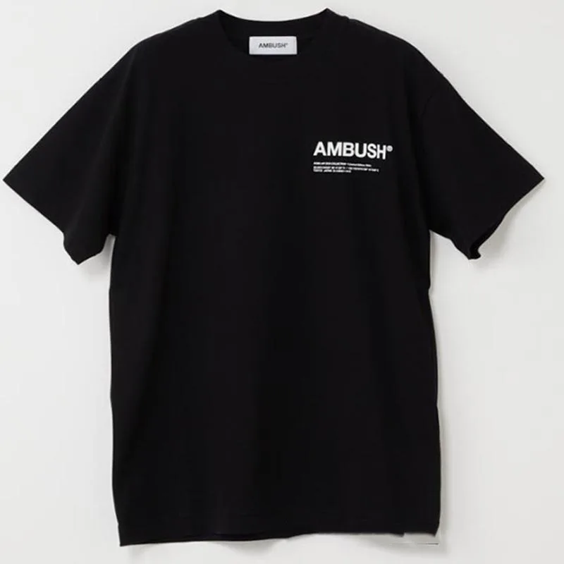 

2019 New AMBUSH Solid Color Short-sleeved Men And Women Chest LOGO Summer Round Neck Short-sleeved T-shirt Dropshipping