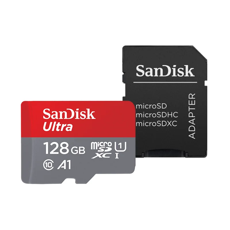 Двойной Флеш-накопитель SanDisk 128GB карты памяти A1 микро sd карты Class10 64 ГБ 32 ГБ оперативной памяти, 16 Гб встроенной памяти, tf карта с адаптером селфи-стик до 98 МБ/с. флеш-карта