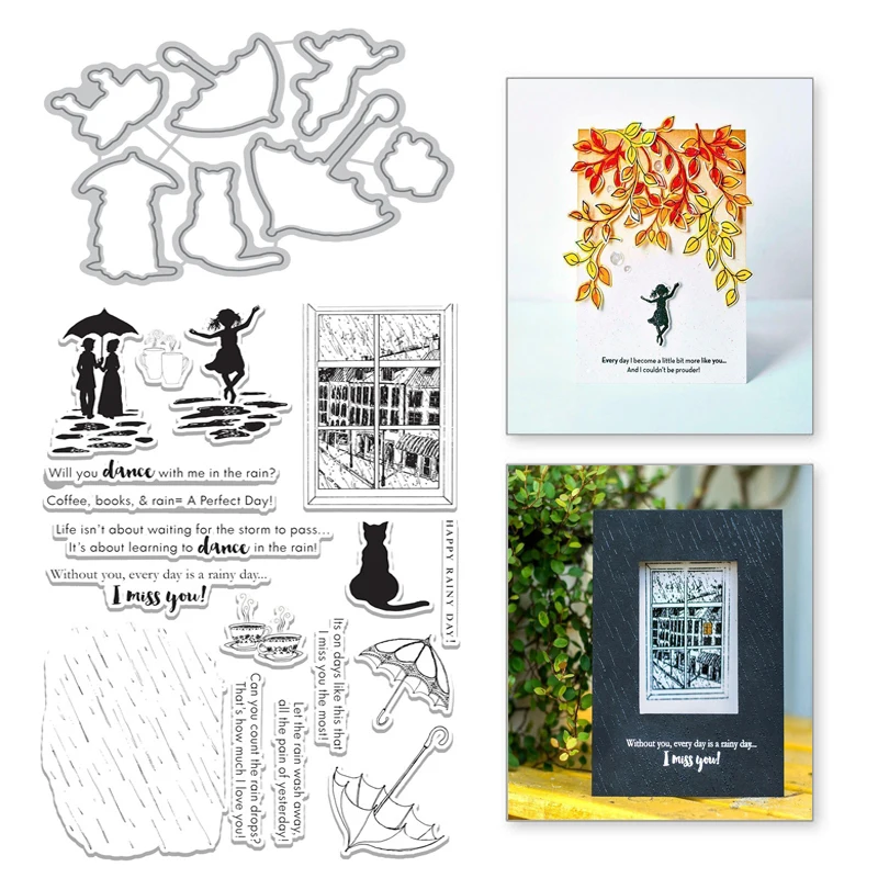 

Eastshape Dancing Girl Umbrella Couple Metal Cutting Dies Cat Clear Stamps for Card Making Fustelle Embossing DIY Crafts Stencil