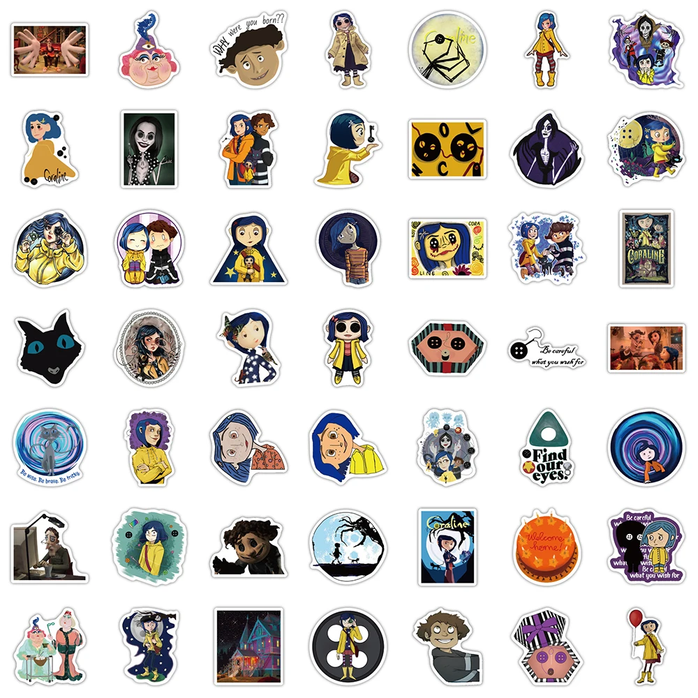 10/30/50/100PCS Movie Coraline & the Secret Door Stickers Car Motorcycle Luggage Guitar Waterproof Graffiti Cartoon Sticker Toy