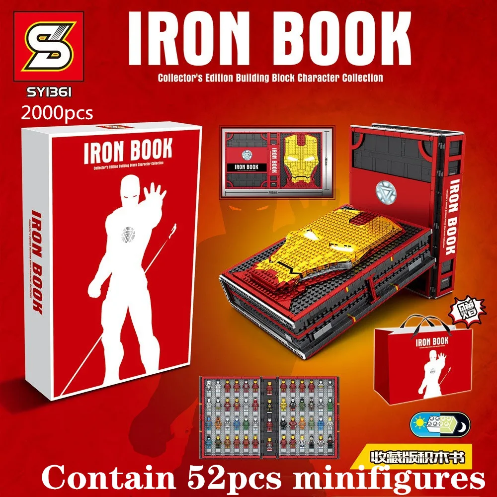 

SY1361 2000PCS Super Heroes Iron Man Memorial Manual Books sets building block Kid toys edcation model baby toys