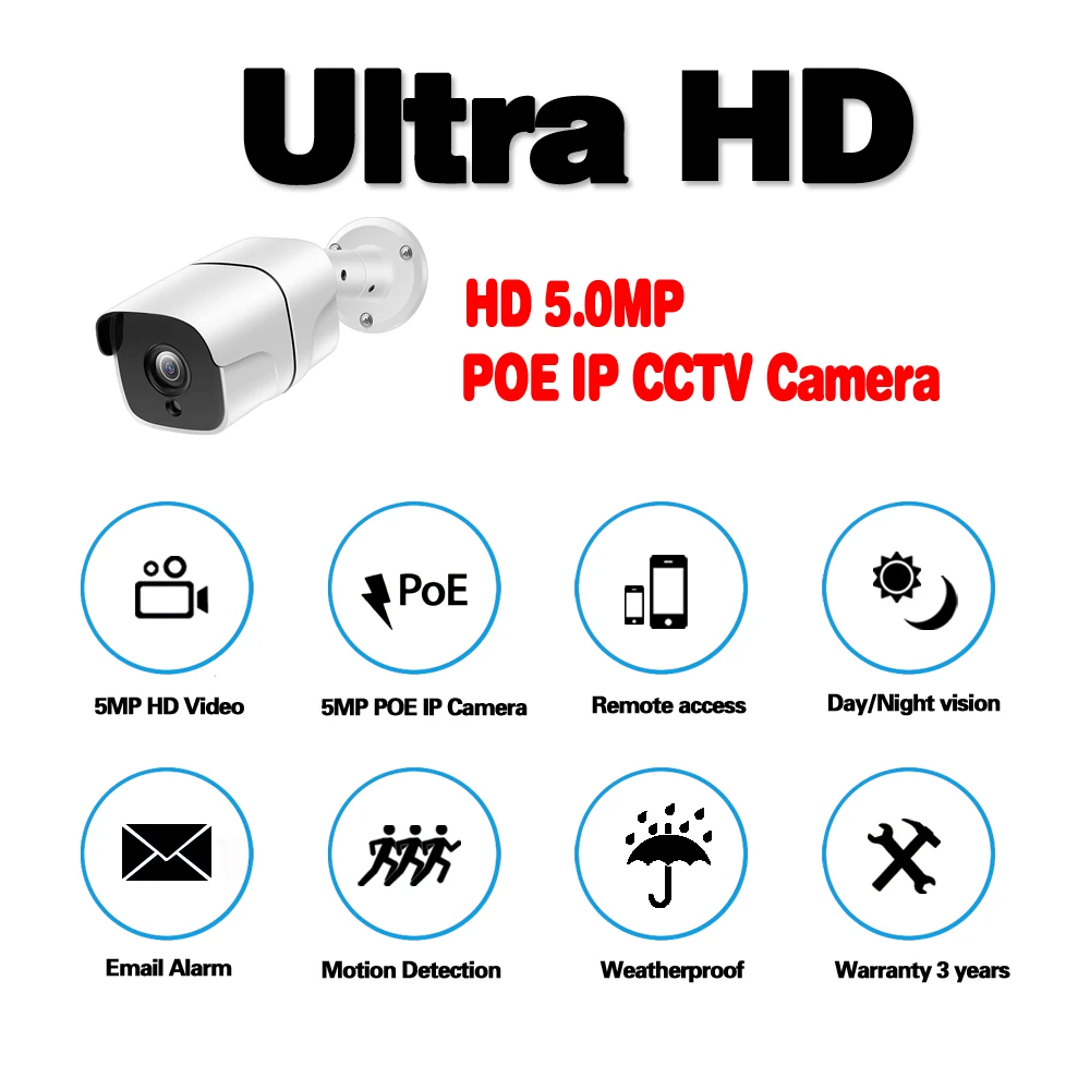 NINIVISION H.265 5MP сетевая камера безопасности IP Камера металлический Водонепроницаемый IP66 48V POE IP камера ONVIF CCTV контрольная пуля POE IP Камера