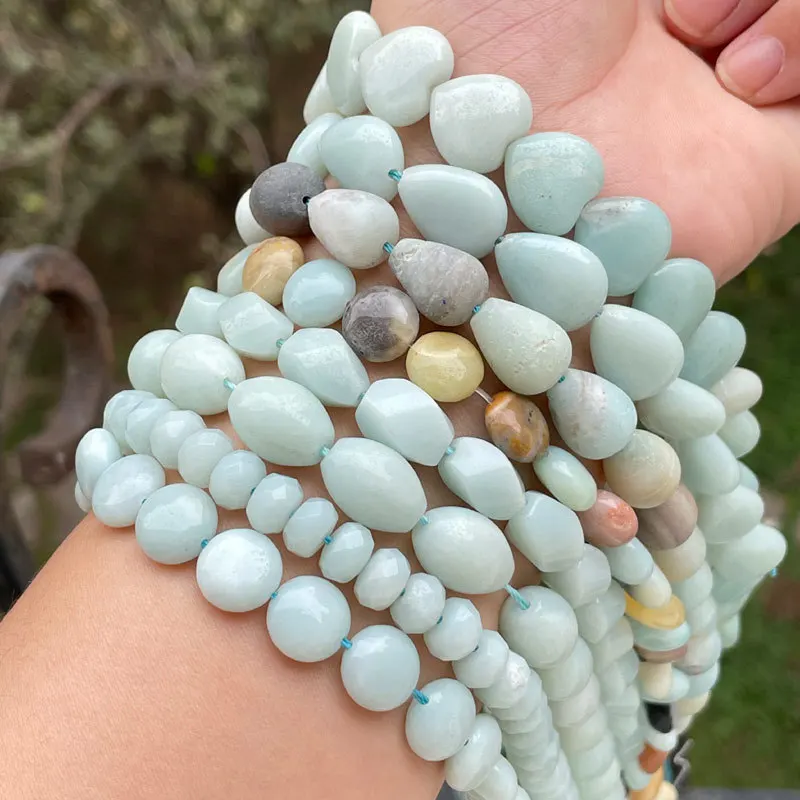 

Geometry Natural Stone Amazonite Loose Beads for DIY Accessories Charms Necklace Bracelet Earrings Rings Jewelry Making 15"