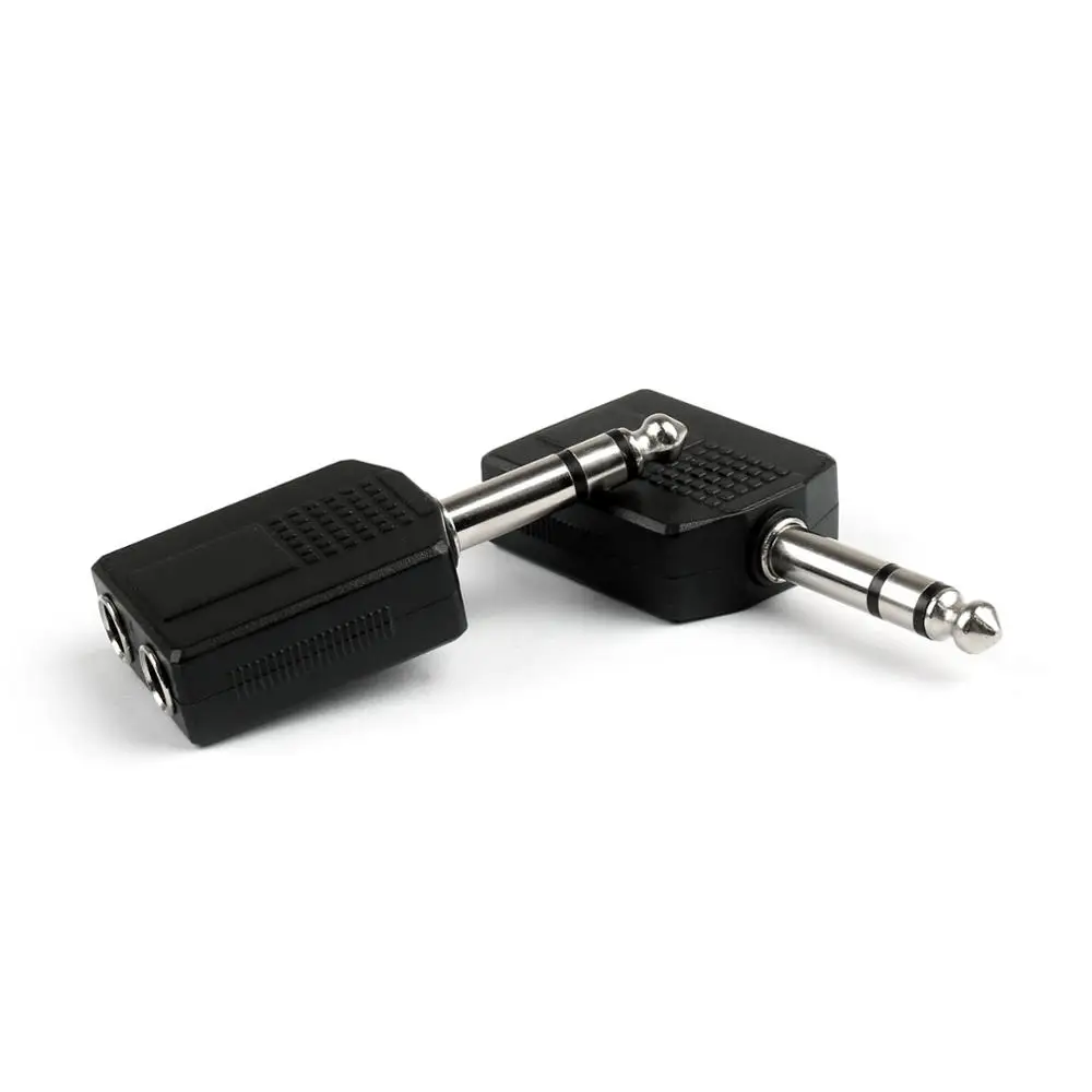 Artudatech 100Pcs 1 4 6 35mm Stereo Plug Adapter to 2 Way 6 35mm Mono Jack Headphone Y Splitter Connector Parts
