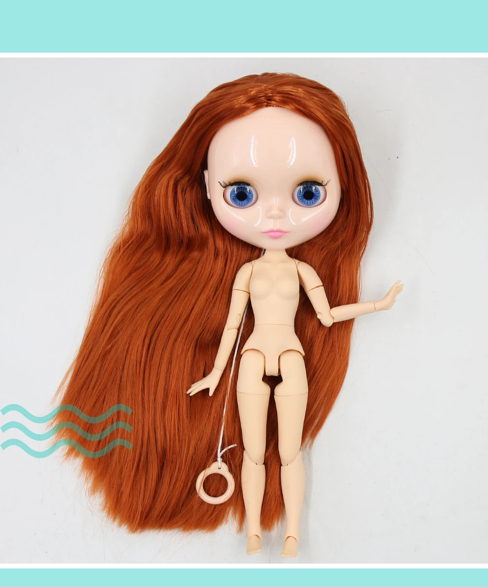 Neo Blythe Doll with Ginger Hair, Natural Skin, Shiny Face & Factory Jointed Body 1