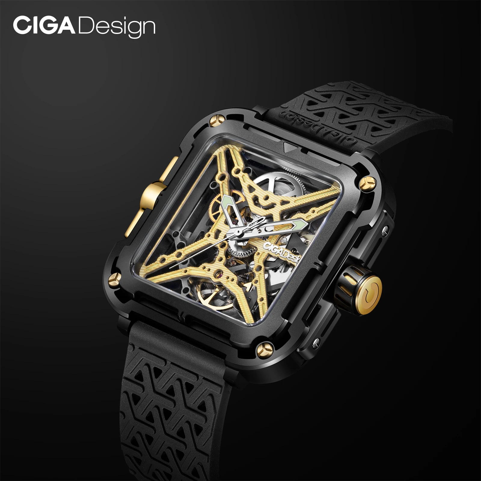 CIGA Design X Series SUV Automatic Mechanical Stainless Steel Unique  Skeleton Analog Wristwatch(With Silicone And Nylon Strap)