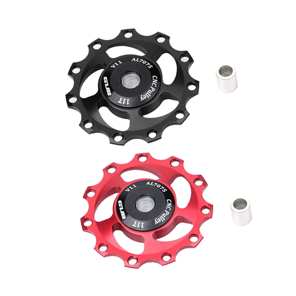 2Pcs 11T Aluminum Sealed Bearing Jockey Wheel Rear Derailleur Pulley, fits for most 11 Teeth Bicycle Rear Derailleurs