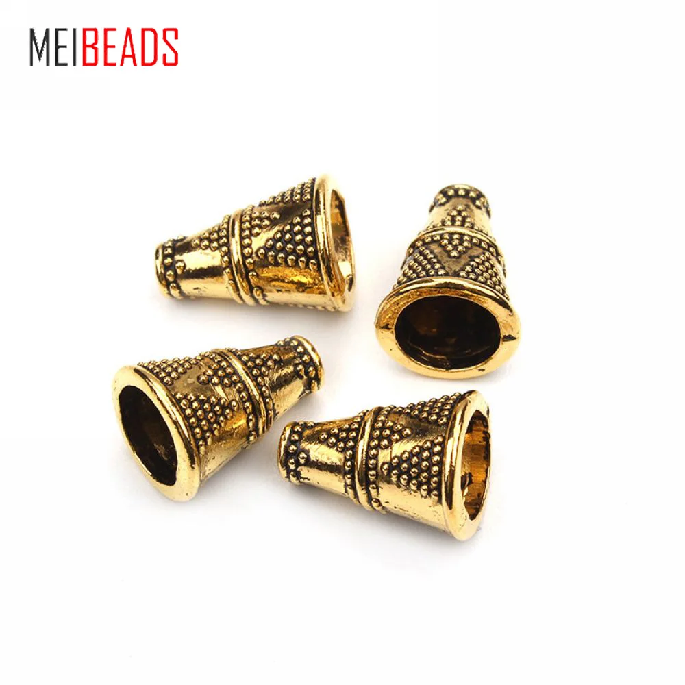 Meibeads 20 шт./лот 8*12 мм Античные Серебристые/золотистые конусные трубчатые