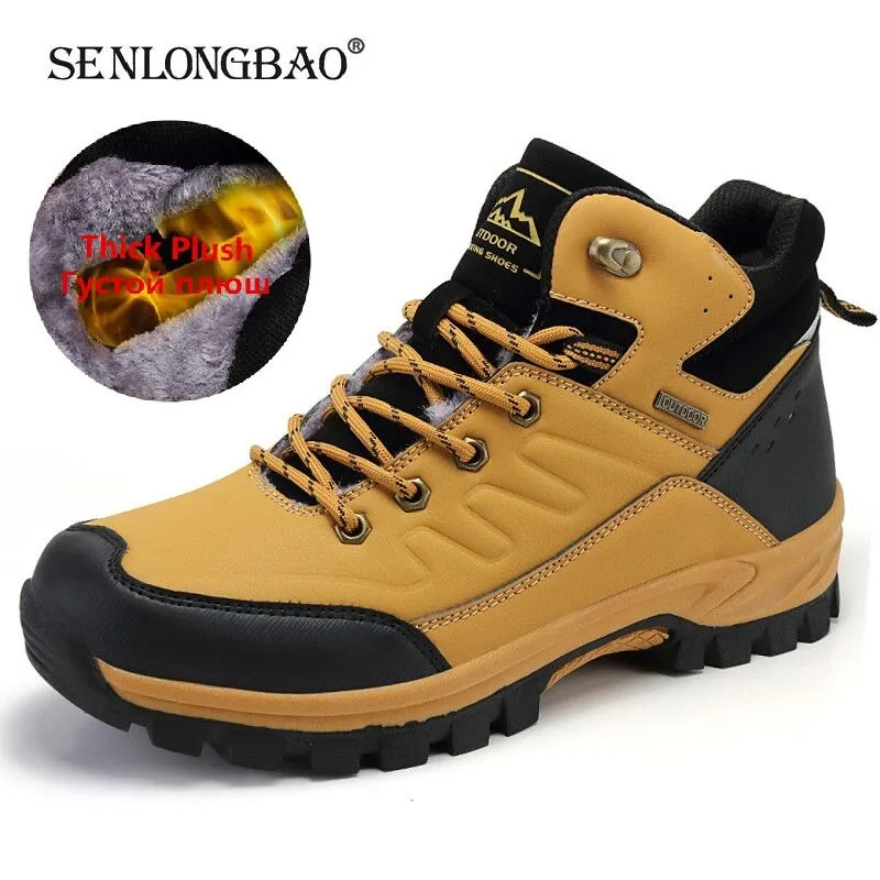 Winter Snow Boots Men Boots Men's Winter Snow Boots Warm Plush Outdoor Non-slip Hiking Waterproof Ankle Walking Size 47