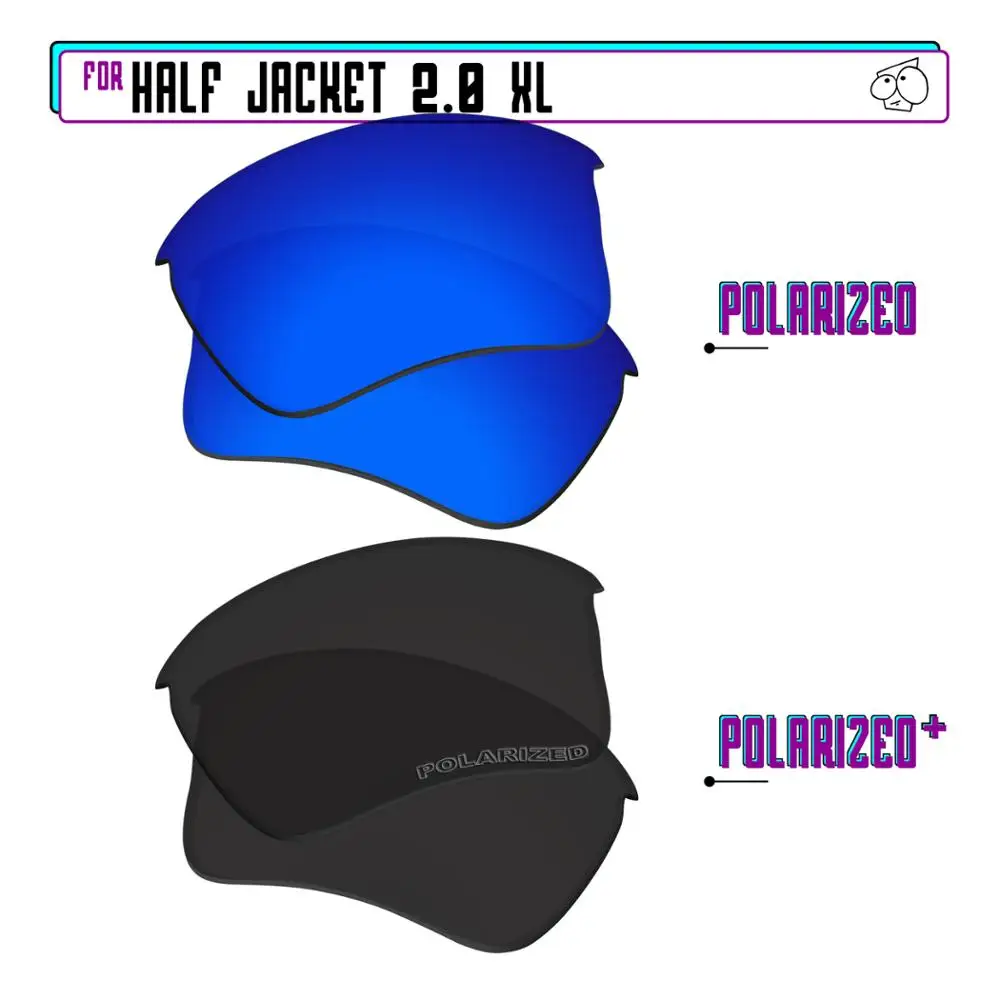 

EZReplace Polarized Replacement Lenses for - Oakley Half Jacket 2.0 XL Sunglasses - Black P Plus-Navy P
