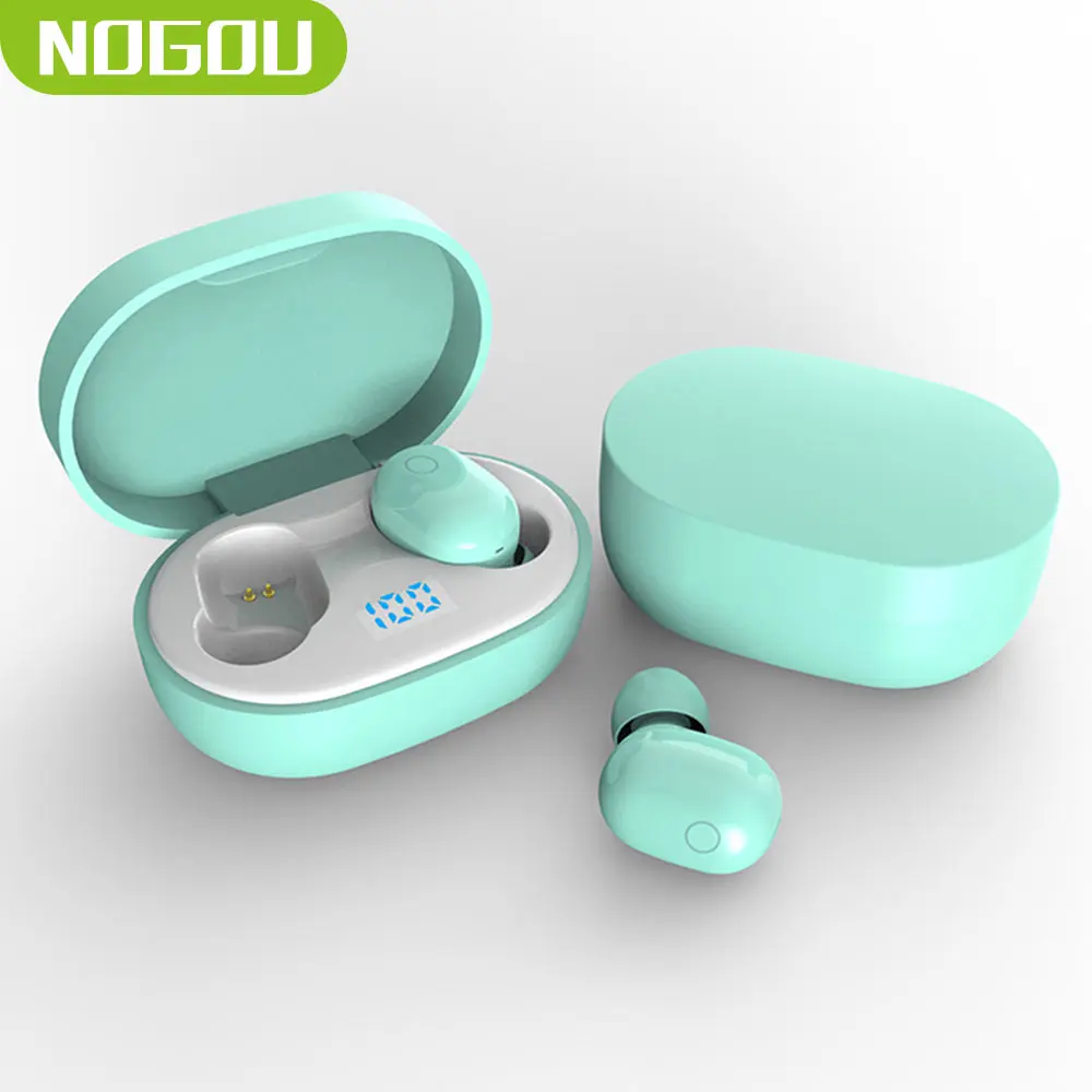 WUGOU Redmi Airdots TWS Bluetooth 5,0 наушники стерео беспроводные активные шумоподавления с микрофоном наушники-вкладыши управление AI - Цвет: Зеленый