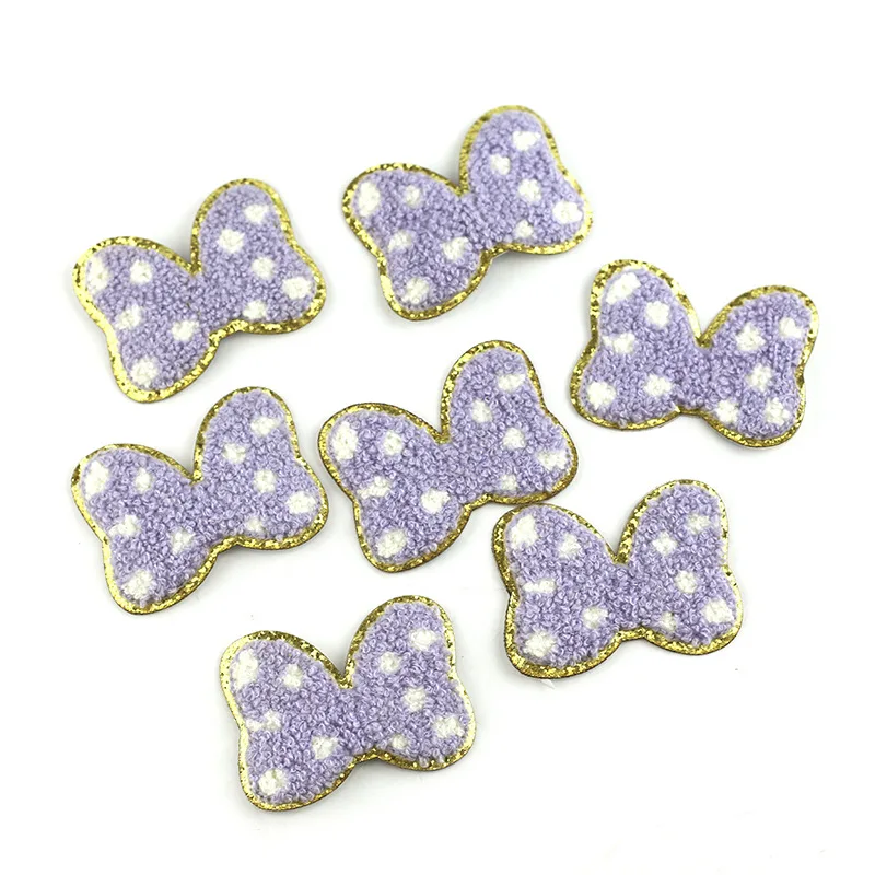 2022 New 3D Colorful Castle Bow Chenille Embroidered Patches Iron on Embroidery Sewing On Badges Children kids Clothing Stickers 