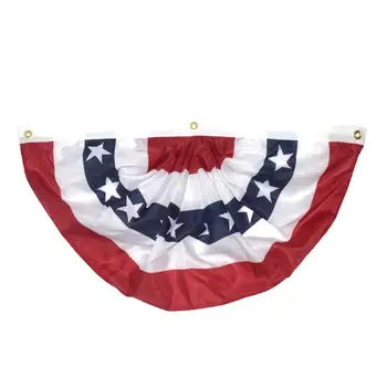 

45x90cm American Flag Bunting Durable Beautiful Patriotic Pleated Fan Flag Stars Stripes Banner For Party Garden Wall Decoration