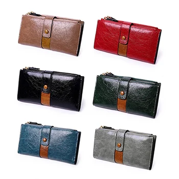 

1 PC PU Leather Women Wallet Women Girls Large Capacity Double Zipper Phone Clutch Credit Card Holder Coin Purse Wallet Dropship