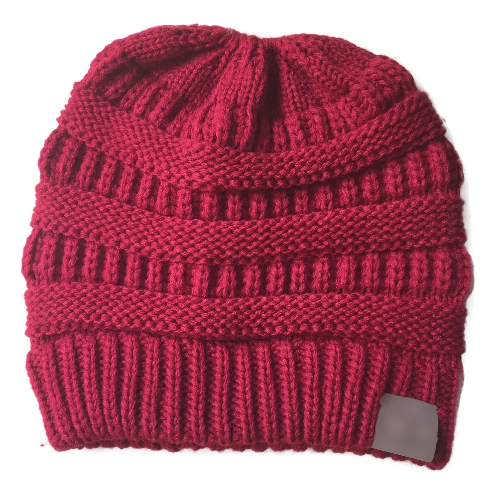 Шерстяная шапка женская зимняя вязаная шапка модная открытая Кепка теплая вязаная верхняя зимняя шапка - Цвет: Красный