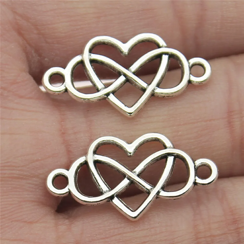 20pcs 13x25mm Infinity Love Connector Charms For Jewelry Making Antique Silver Color Accessories | Украшения и аксессуары