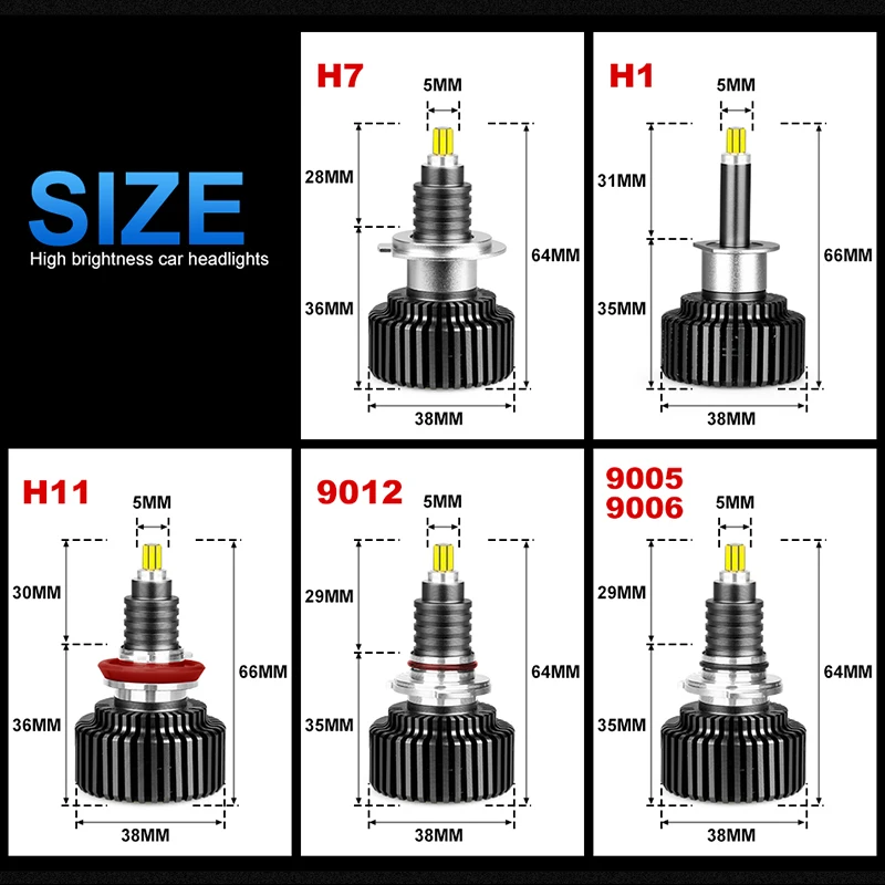 H1 H7 LED H8 H11 9005 HB3 9006 HB4 Автомобильная фара Лампа 6000K 45W 18000LM 9012 hir2 3D 360 ° свет турбо led