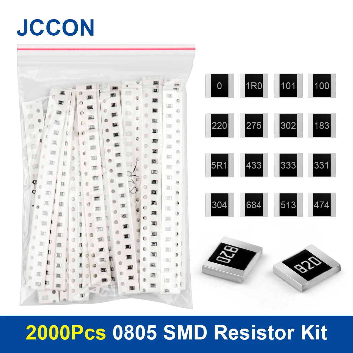 2000Pcs 0805 SMD Resistor Assorted Kit 10R-910K 80Values x 25Pcs=2000Pcs Sample Kit Chip Fixed Resistor DIY 2000pcs 1206 smd resistor assorted kit 10r 910k 80values x 25pcs 2000pcs sample kit chip fixed resistor diy