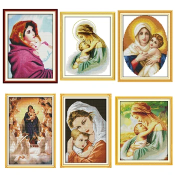 

Madonna and Child series Pattern Count Cross Stitch Kit 11CT 14CT Needlework Embroidery Religious Character Decorative Painting