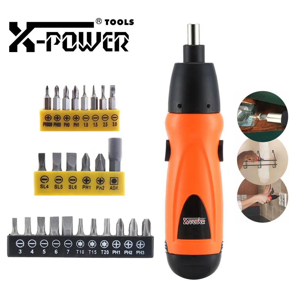 

X-power Electric Screwdriver Mini 6V AA Battery Cordless Screw Driver Cheap Power Tool Set For Home DIY Assemble Disassemble