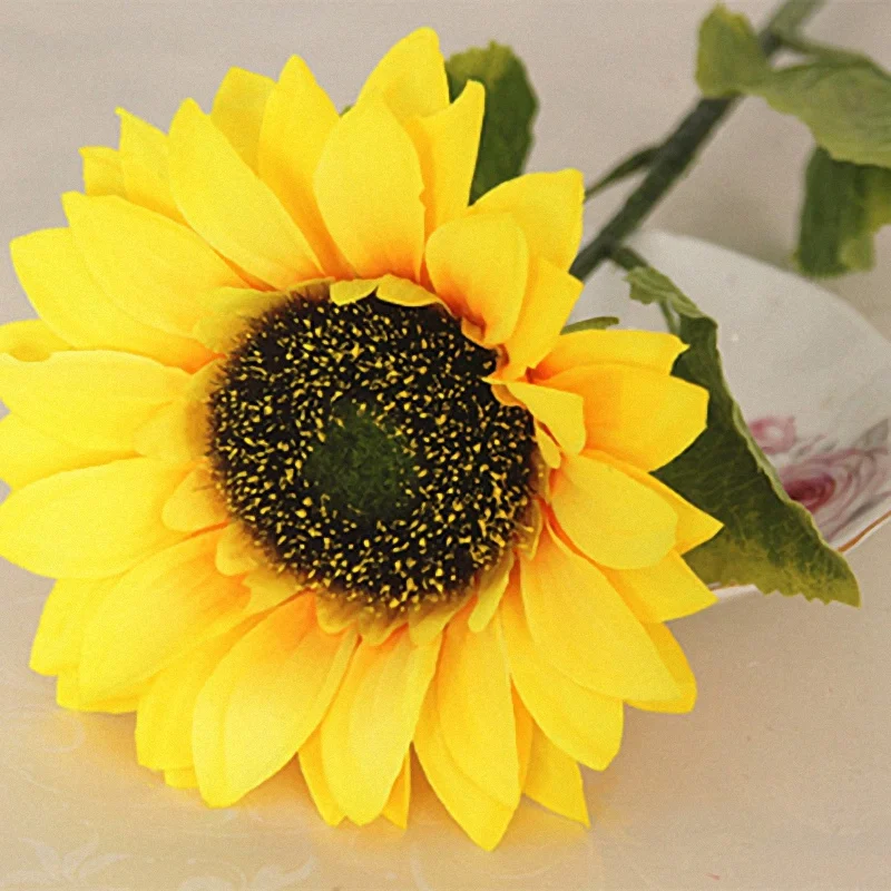 hot 4 pcs artificial sunflowers big head long stem artificial