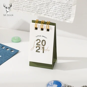 

2021 Year Kraft Paper Mini Desk Calendar DIY Portable Desk Calendars Daily Schedule Planner 2020.08-2021.12 Office Decoration