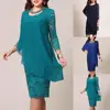 Robe Midi moulante à manches 3/4 et col rond pour femme, vêtement de couleur unie, Double couche, grande taille, nouvelle collection, vente en gros, livraison directe ► Photo 1/6