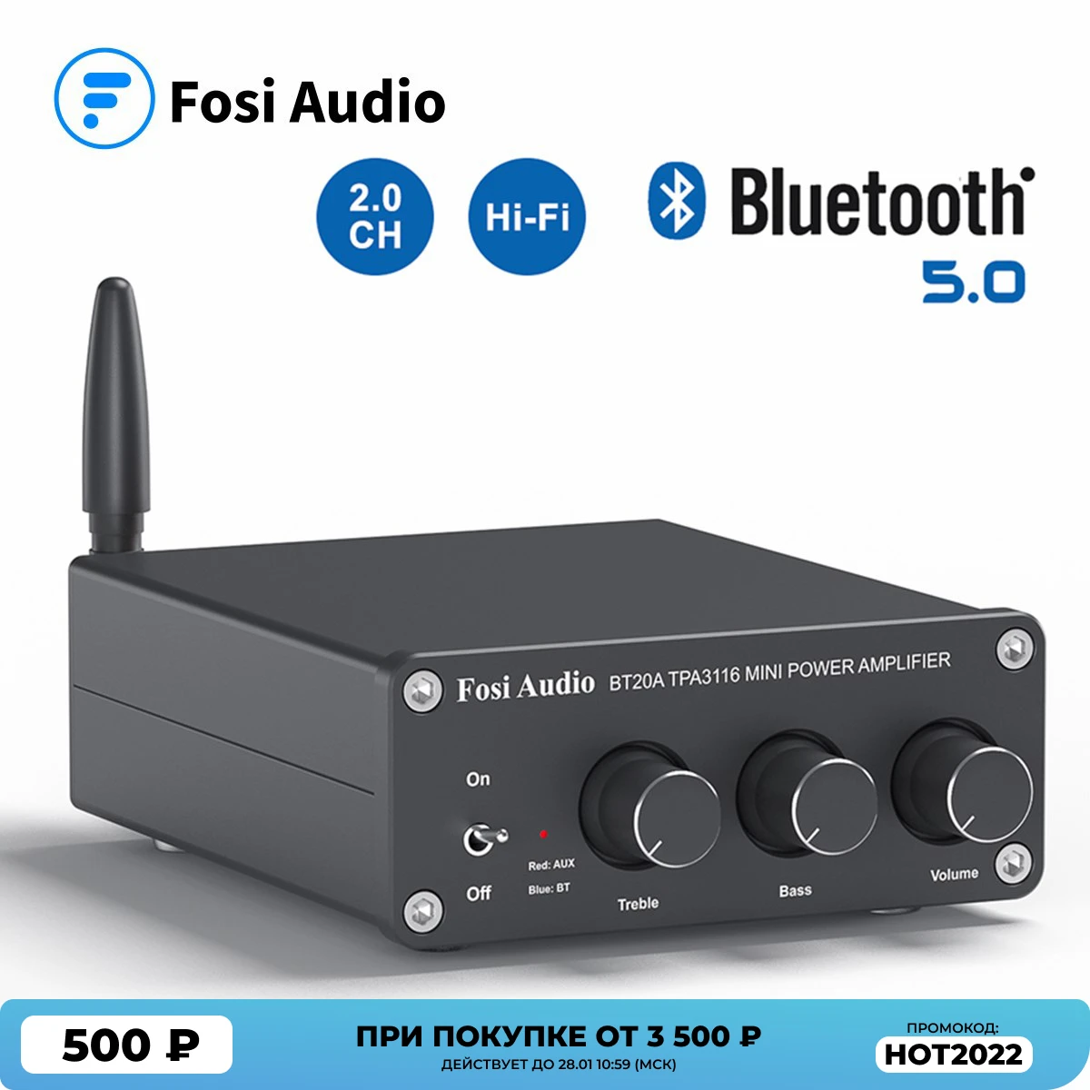 Havoc barst dump Fosi Audio BT20A Bluetooth TPA3116D2 Geluid Eindversterker 100W Mini Hifi  Stereo Klasse D Amp Bass Treble Voor Thuis theater|Amplifier| - AliExpress