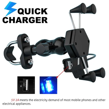 

Waterproof 12V Motorcycle Mobile Phone Mount Stand Holder Bike Cellphone Cradle with 2A USB Charger for Motorbike ATV