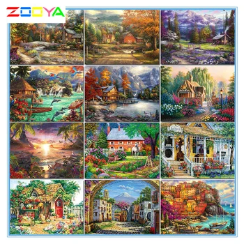 

New Style 5D Diy Diamond Painting Cross Needlework Round Full Of The Picture Diamond Cross Stitch Natural Scenery Series Lx941