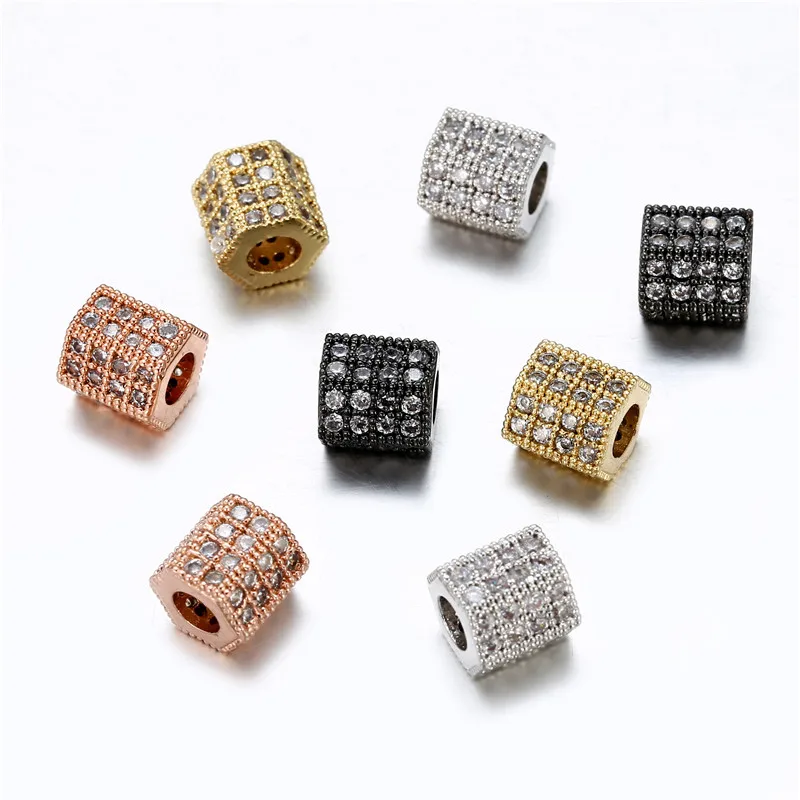 3 шт./лот Sexangle CZ Bead Сделай Сам Изготовление ювелирных изделий Шестигранная