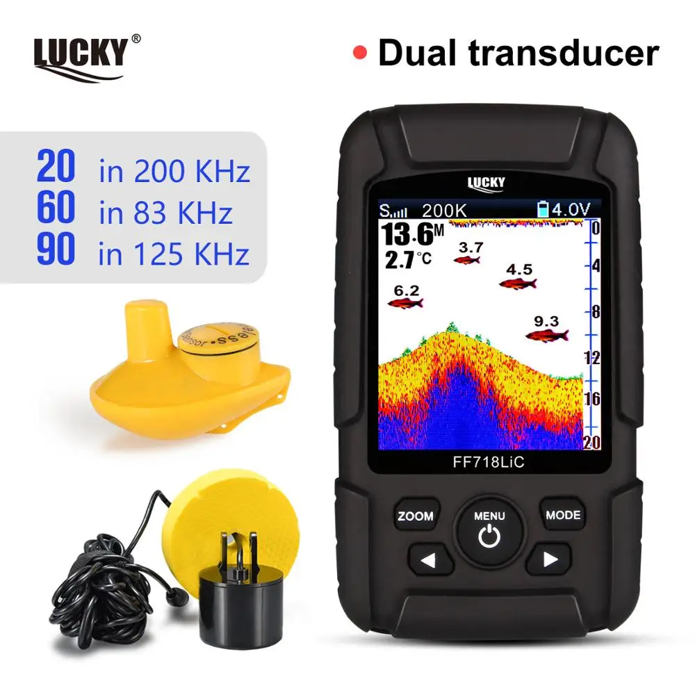 Портативный рыболокатор LUCKY FF718LiCD 2 в 1 200 кГц/83 кГц двойной гидролокатор частота