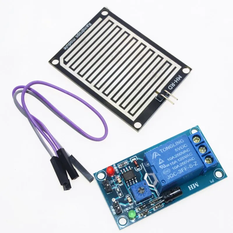 

Rain water sensor module + DC 5V Relay Control Module Rain Sensor Water Raindrops Detection Module for Arduino robot kit 2PCS