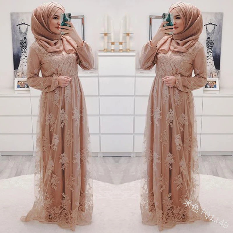 

Women Abaya Turkey Arabic Lace Evening Hijab Muslim Dress Caftan Kaftan Morocco Robe Musulmane Islamic Clothing Vestidos Dresses