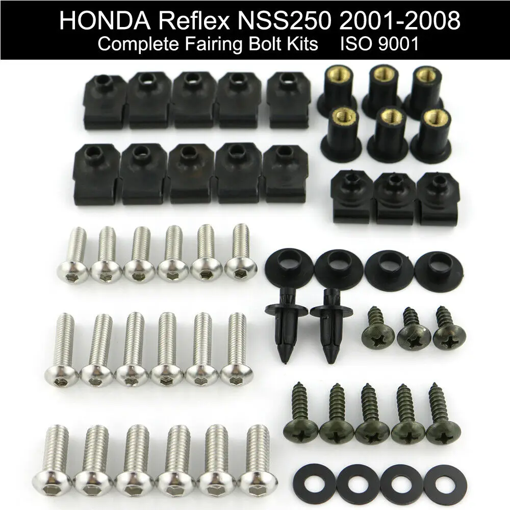 

For HONDA Reflex NSS250 2001-2008 Complete Full Fairing Bolts Kit Motorcycle Stainless Steel Covering Bolts Bodywork Screws