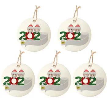 

5/10pcs Christmas Ornament Wooden Hanging Pendants 2020 Quarantine Xmas Christmas Decorations For Home Party New Year Navidad